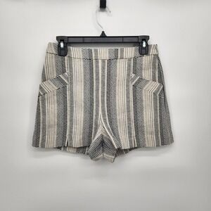 BCBGenerations Navy & Cream High Waist Stripe Chevron Tweed Shorts Women's 6